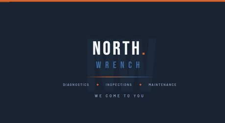 NorthWrench dark navy website hero design